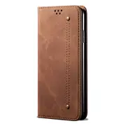 For Xiaomi Mi CC9e / Mi A3 Denim Texture Casual Style Horizontal Flip Leather Case with Holder & Card Slots & Wallet(Brown)