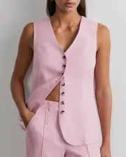 [Jag] Jag Women's Kayla Linen Vest In Pink Size 10 10 Pink