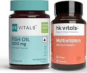 HealthKart Hk Vitals Fish Oil And Multivitamin (30 Capsules Each) Combo Pack|1000 Mg Omega 3 With 180 Mg Epa & 120 Mg Dha|Enhances Energy,Immunity & Joints Health,2 Count