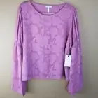 Leith Women's Floral Patterned Overlay Top Bell Sleeves Large New, MSRP $69
