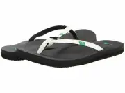 Women Sanuk Yoga Joy Flip Flop Sandal SWS10275 White 100% Original Brand New