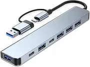 VIENON USB C Hub USB Hub 3.0, Aluminum 7 in 1 USB Extender, USB Splitter with 1 x USB 3.0, 4 x USB 2.0 and 2 x USB C Ports for MacBook Pro Air and More PC/Laptop/Tablet Devices