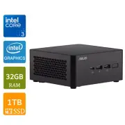 Asus NUC 14 Pro Mini PC, Intel Core 3 100U, 32GB RAM, 1TB NVMe SSD, Tall Kit