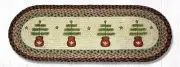 Braided Jute Hand Stenciled Oval Table Runner. Earth Rugs. FEATHER TREE. 13"X36"
