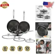 Healthy Nonstick Frying Pan Set - 6 Pieces with Lids and Induction-Ready Design