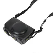 Camera Bag Compatible For Canon SX740 HS / SX730 / SX720 Camera Protective Cover PU Leather Digital Camera Bag with Shoulder Strap Black