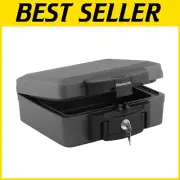 Secure Black Lock Box - Fireproof & Waterproof Document Storage, 0.19 Cubic Feet