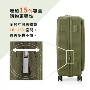 ㊣超值搶購↘【新秀麗集團 美國旅行者】AO8 新款24吋 前開式可擴充行李箱 卡其 彩色世界