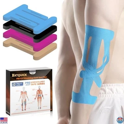 12 Count Pre-Cut Kinesiology Tape for Elbow Pain Relief - Waterproof Athletic