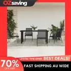 Garden Dining Set 5 Piece Black Steel Textilene Chairs Table Outdoor 0694