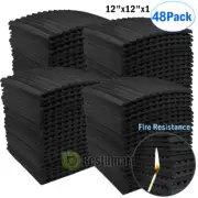 Set of 48 Acoustic Foam Panels Sound Noise Proof Absorbing Wall Tiles Studio KTV