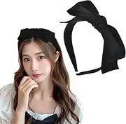 Bowknot Headband Black Knotted Bow Headbands for Women Girls Bow Knot Head Band Headbands with Knotted Bows Hair Bands for Women's Hair Bowknot Hairband Big Bow Headband Hair Accessories