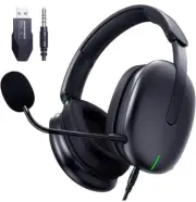 Wireless Gaming Headset for PC PS4 PS5, 2.4GHz USB Gamer Headphones