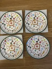 Pottery Barn Elf Appetizer Plates-Set/4-Four Main Food Groups-NEW
