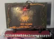 Custom Spooky Town Lighted Billboard. Scarecrow Seance