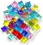 BEZANU Acrylic Ice Cubes, 50PCS Color Fake Plastic Ice Cubes for Vase Fillers, Photography Accessories (0.7in/18mm)