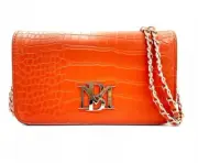 Crossbody Chain Strap Logo Croc Orange Badgely Mischka Bag