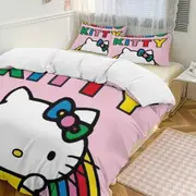 v408 Hello Kitty 3-Piece Twin Bed Set - Includes 1 Single Comforter And 2 Pillowcases Bedding - Fade Resistant Microfiber - Hello Kitty io408