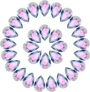uxcell 36 Pcs 3D Teardrop Rhinestones Diamond Nail Charm Crystal Pointback K9 Glass Rhinestones Crystal Gems for Jewelry Making, Craft, 8x12mm, Blue Pink