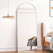 CONGUILIAO 165x60cm Full Length Mirror, Aluminum Alloy Frame Arched Mirror, Floor Mirror with Standing, Full Body Mirror, Wall Mirror, Large Dressing Mirror for Bedroom Living Room, Gold