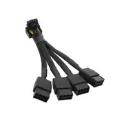 For GPU RTX4090 RTX4080 4X8 Pin PCI-E to 16 Pin Graphics Card Power Cable 12VHPWR Connector 90 Degr Black
