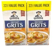 Quaker Instant Grits Cheddar Cheese 2 Boxes (21oz Each) 44 Packets Total