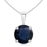 Classic Round Blue Sapphire Solitaire Pendant