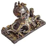 Steampunk Skull Octopus Bookend, Decorative Fantasy Bookends for Heavy Books,...