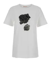Marni Scraped Rose Printed T-Shirt IT40,IT44,IT42,IT38 white