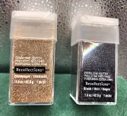 2 Recollections Extra Fine glitter Champagne gold and black 1.5 oz square shaker