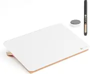 Desktop Glass Whiteboard with Reversable Wood Stand, Tabletop Small Dry Erase White Board Easel, Desk Notepad 9.5"x6.7" for Office, Home, School, Marker&Eraser Included, Yeoux (White Horizontal)