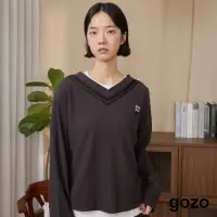 在飛比找momo購物網優惠-【gozo】gozo三次方華夫格學院風長袖上衣(兩色)