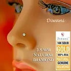 Diwani 2.5mm Natural VVS Diamond Nose Lip Labret Screw Stud Piercing Pin Ring
