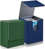 2 Boxes Leather Deck Card Boxes Large Size Fit 100 plus Sleeved Cards Deck Game