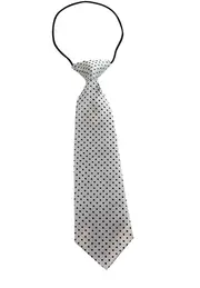 Kids Boys White & Black Patterned Elastic Neck Tie - Mini Polka Dots