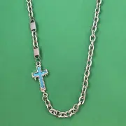 Titanium Steel Cross Link Chain Necklace for Men Women,Cross Necklace