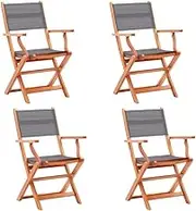 Garden Chair Folding Garden Chairs 4 pcs Grey Solid Eucalyptus Wood and Textilene Patio Seating