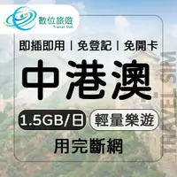 在飛比找鮮拾優惠-【數位旅遊】 中港澳上網卡8天．每日1.5GB｜中國、香港、