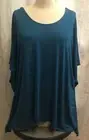 Yana K Women's T Shirt Top Stretch Loose Fit Flowy Boho Teal One Size Boutique