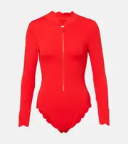 [Marysia] Marysia North Sea scalloped rashguard swimsuit AU 12 red