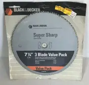 Black & Decker Saw Blade 3 Blades 7 1/4” Value Pack New Old Stock