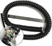 Spring power cord, Coiled extension cord, 25 Cores Spiral Spring Cable Extensible Wire 0.15mm Square Elasticity Retractable Line High Power Cord Undraw 2.5 Meters 5 Meters Retractable Coil(Stretch 5 m