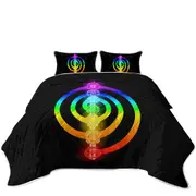 Colorful Rainbow Spiritual Oriental Symbols Coverlet
