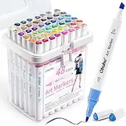 Ohuhu Markers, 48-color Double Tipped Alcohol Markers, Chisel & Fine Alcohol-based Art Marker Set for Kids, Adults Coloring Illustration, Great Value Pack for Students' Art Class, Better Designed Grip