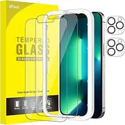 [JETech] Screen Protector for iPhone 13 Pro Max 6.7-Inch with Camera Lens Protector, Easy-Installation Tool, Tempered Glass Film, 2-Pack Each