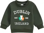 [Eadrioss] Toddler Baby Boy Girl St. Patricks Day Outfit Long Sleeve Sweatshirt Shirt Pullover Spring St. Patricks Clothes