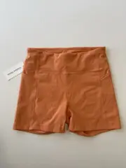 NWT Outdoor Voices Zoom 3.5" Biker Shorts Sz Small w/ Pockets - Sunstone Orange