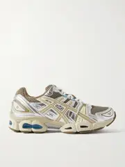 [Asics] Asics - Gel-nimbus 9 Metallic Faux Leather-trimmed Mesh Sneakers - Silver - UK 3 UK 3 Silver