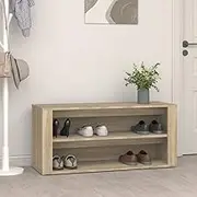 Shoe Rack Sonoma Oak 100x35x45 cm Engineered Wood – Space Saving Shoe Storage Cabinet with Doors, Slim Entryway Organizer, Flip Shoe Cabinet for Apartment Essentials