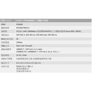 TOTOLINK S505G 5埠 Giga極速乙太網路交換器 HUB Switch 網路交換器